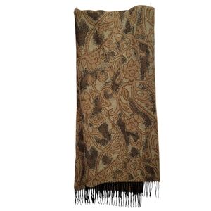 Super Soft Warm Reversible Oversized Scarf Floral Fringes Unisex Mens Womens EUC